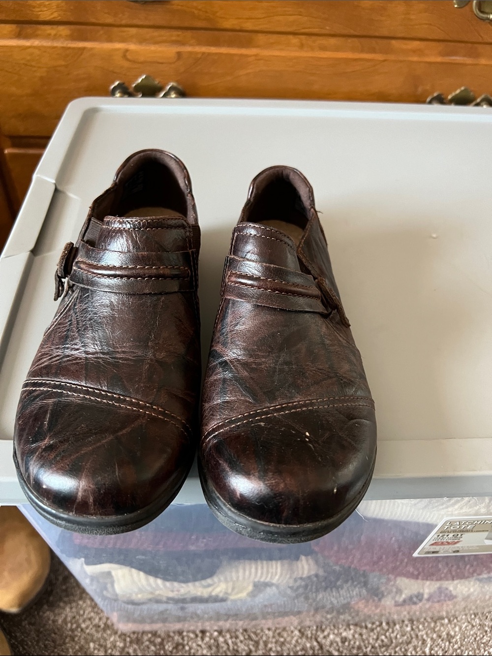Clarks Women's Dark Brown Leather Slip-On Loafers
